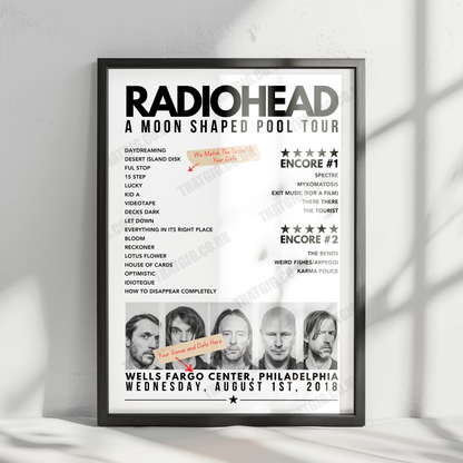 Radiohead Setlist Poster - U.S. Bank Arena, Cincinnati, USA - July 25th, 2018