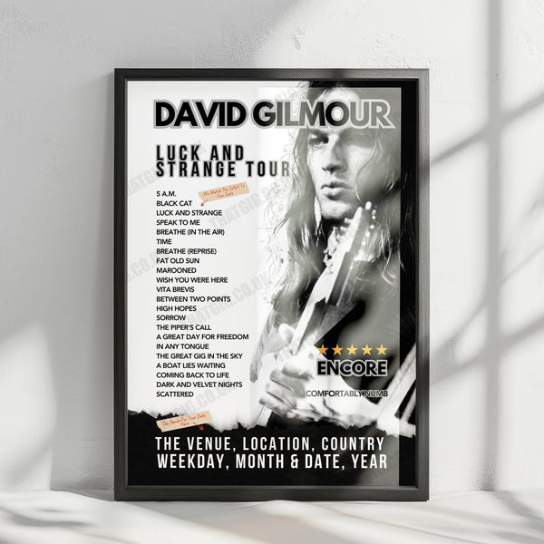 David Gilmour Setlist Poster - Brighton Centre, Brighton, England - September 20th, 2024
