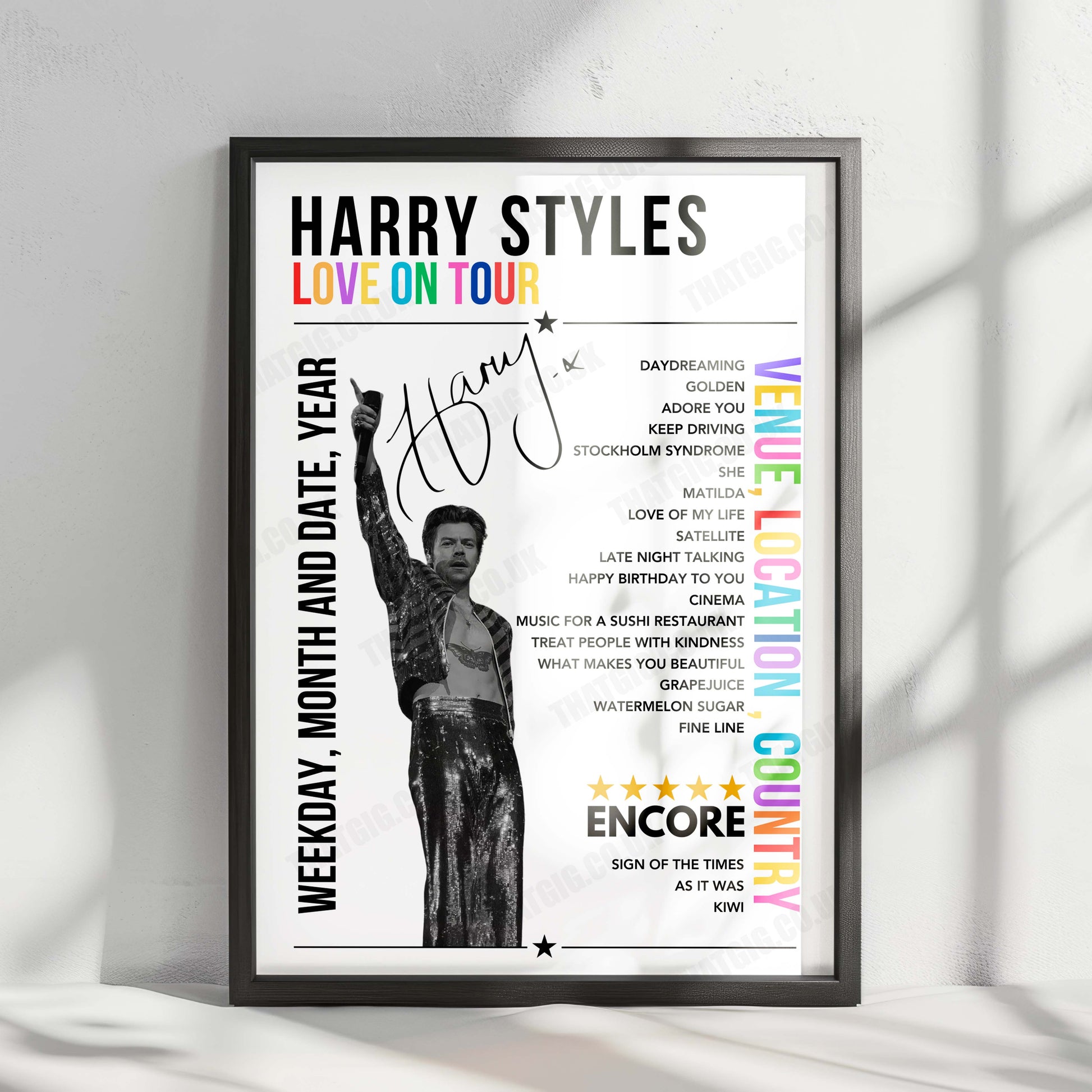 Harry Styles Setlist Poster - Espacio Mad Cool Villaverde, Madrid, Spain - July 14th, 2023
