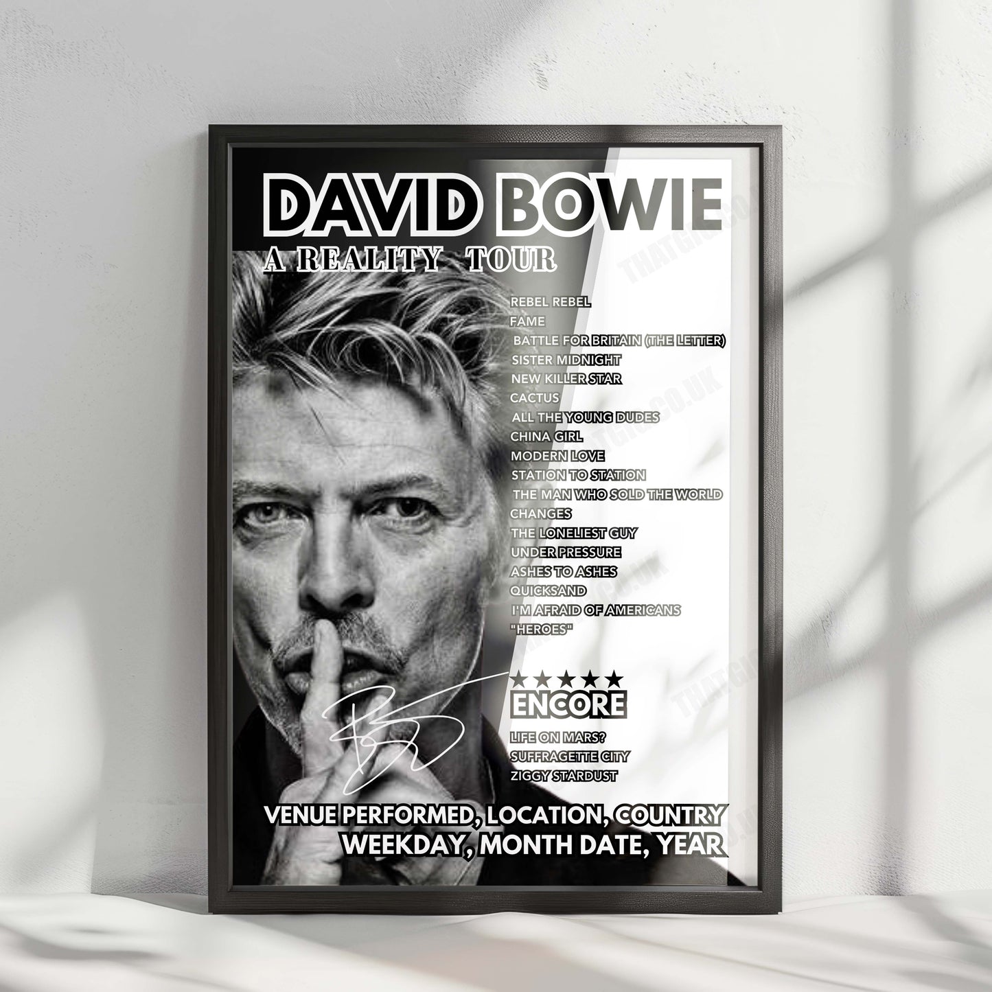 David Bowie Setlist Poster - Worthy Farm, Pilton - June 25th, 2000