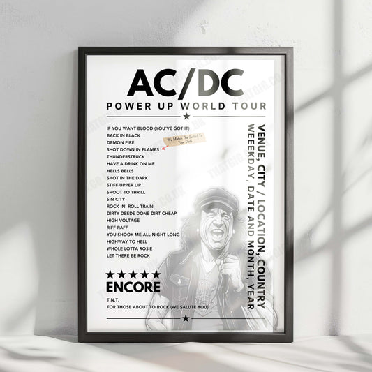AC/DC Setlist Poster - Hanns-Martin-Schleyer-Halle, Stuttgart - October 19th, 2000