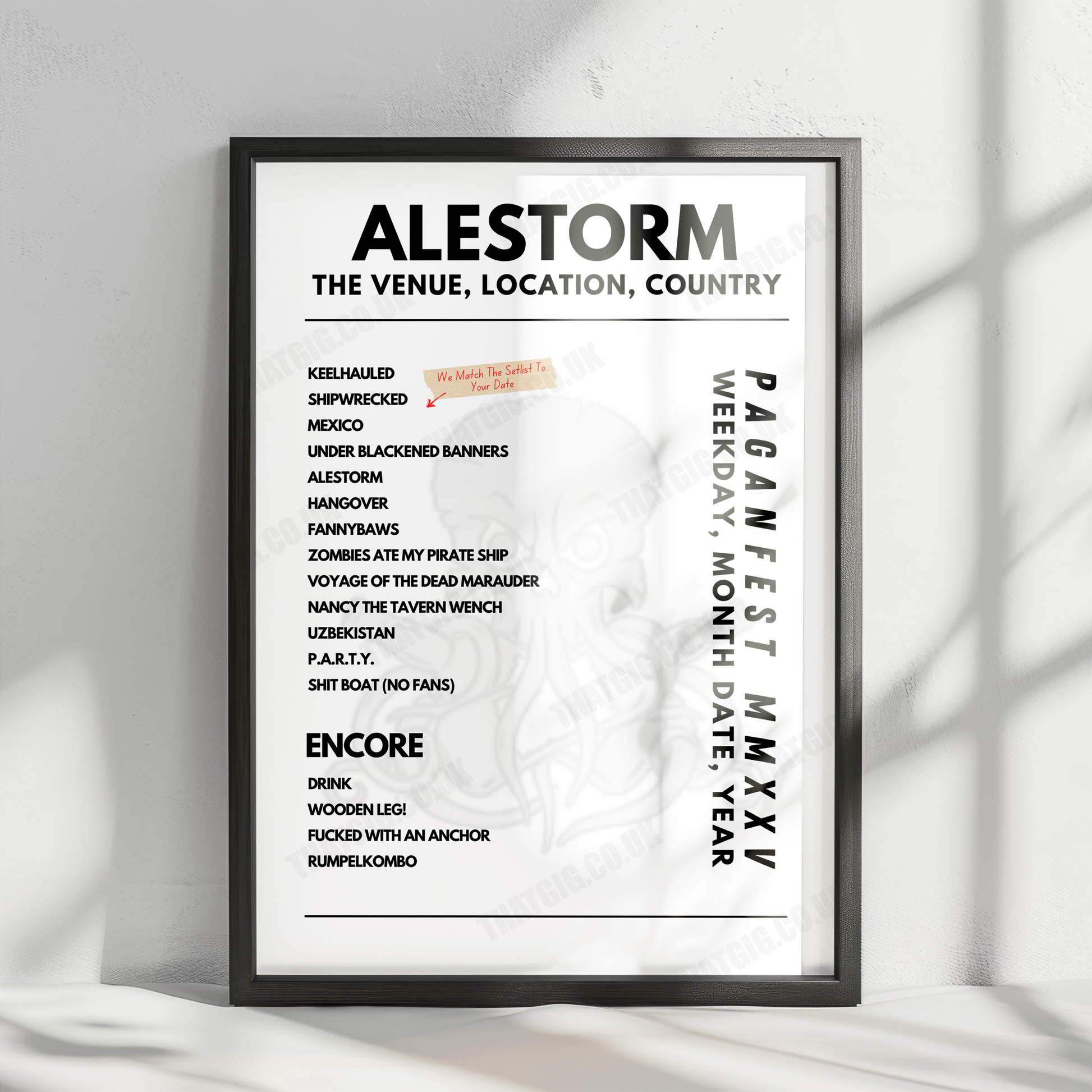 Alestorm Setlist Poster - Le Zénith, Paris, France - January 22nd, 2025