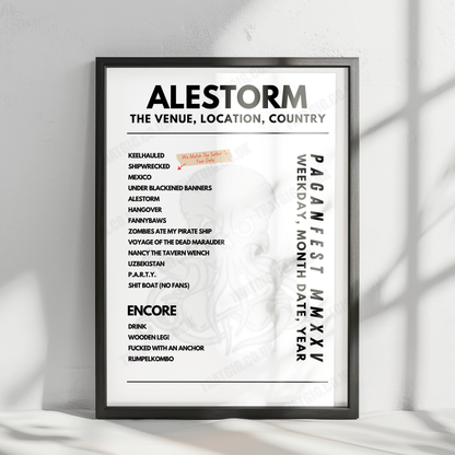 Alestorm Setlist Poster - Le Zénith, Paris, France - January 22nd, 2025