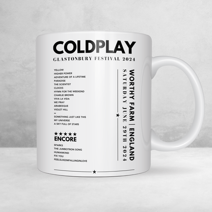 Coldplay Setlist Poster - Glastonbury, Worthy Farm on June 29th 2024