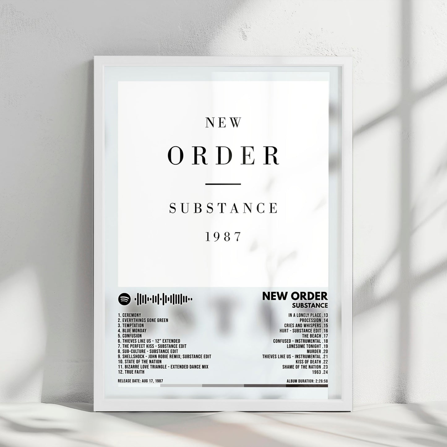 New Order "Substance" Album Cover Poster - with Complete Tracklist