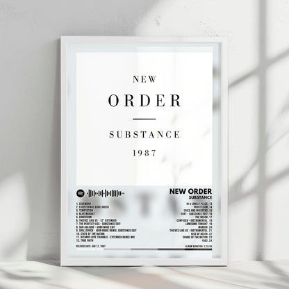 New Order "Substance" Album Cover Poster - with Complete Tracklist