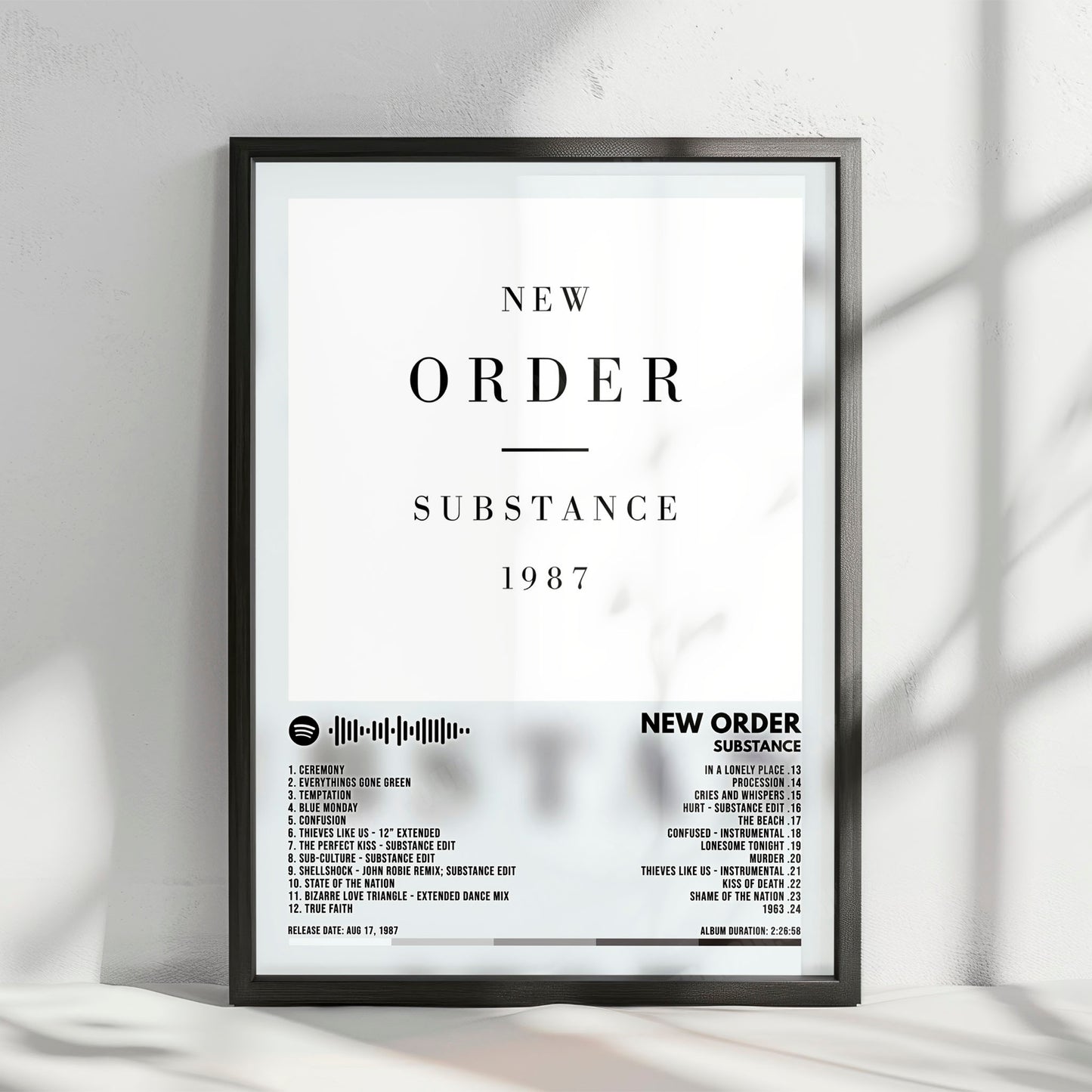 New Order "Substance" Album Cover Poster - with Complete Tracklist