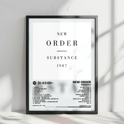 New Order "Substance" Album Cover Poster - with Complete Tracklist