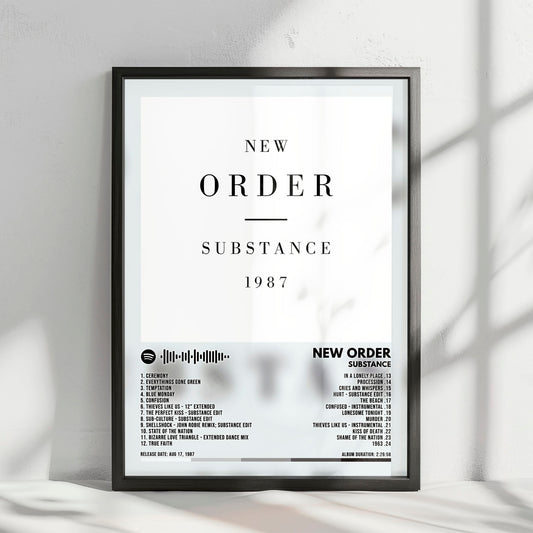 New Order "Substance" Album Cover Poster - with Complete Tracklist