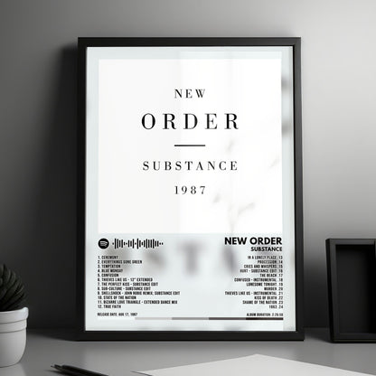 New Order "Substance" Album Cover Poster - with Complete Tracklist