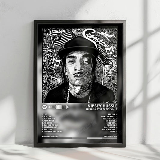 Nipsey Hussle "Nip Hussle the Great: Vol. 2" Album Cover Poster - with Complete Tracklist