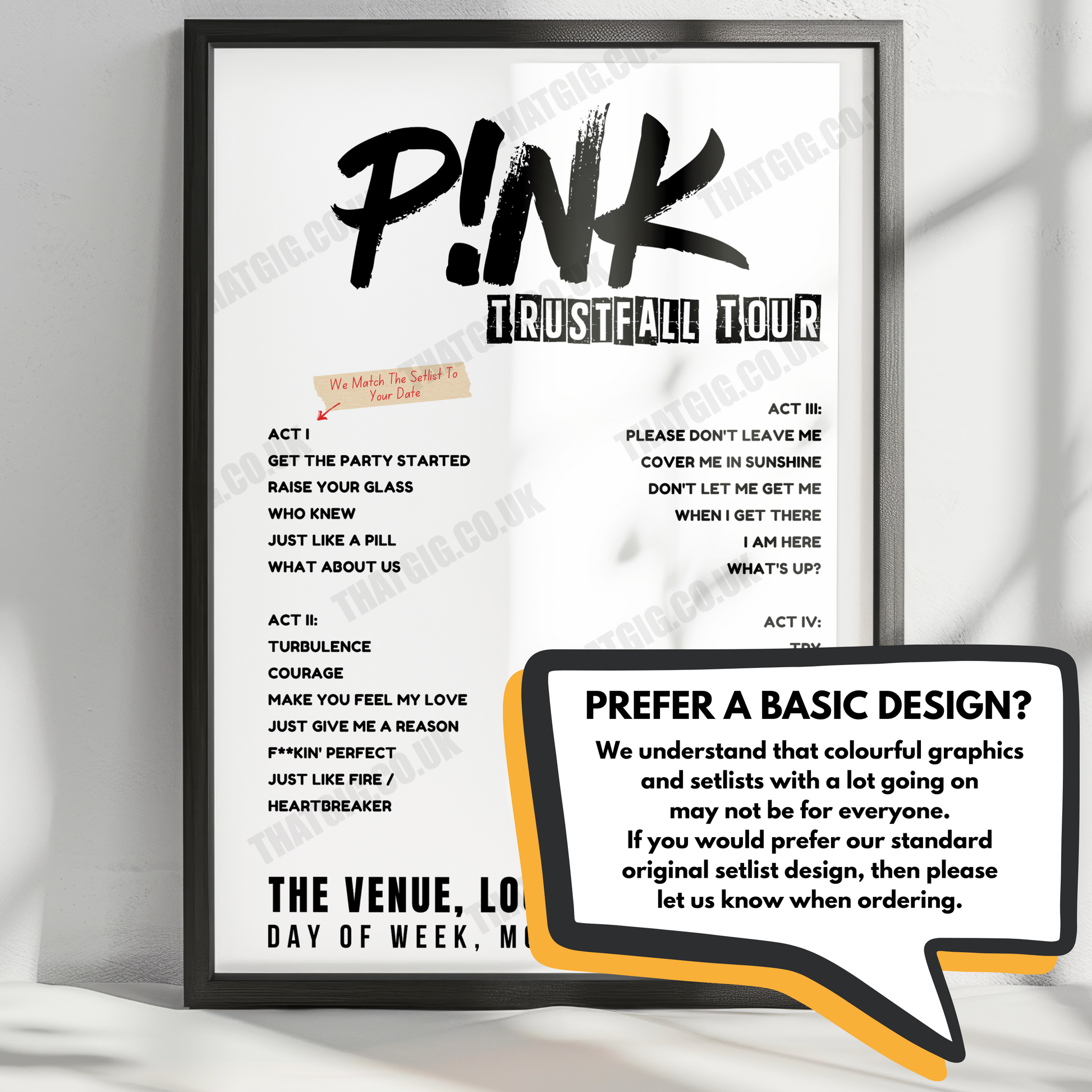 P!nk Setlist Poster - Little Caesars Arena, Detroit - October 15th, 2024