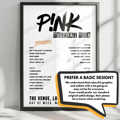 P!nk Setlist Poster - Little Caesars Arena, Detroit - October 15th, 2024