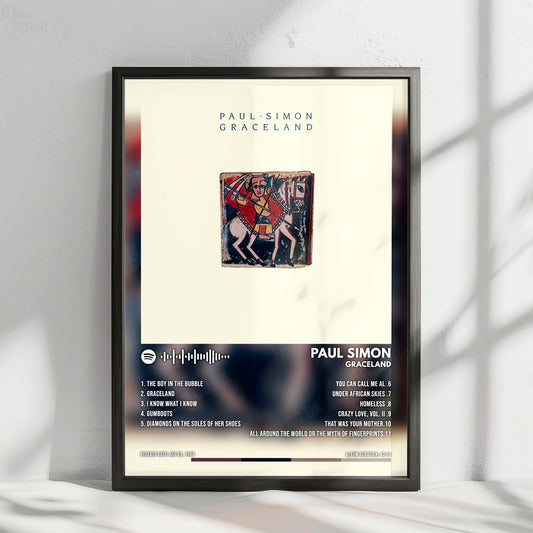 Paul Simon "Graceland" Album Cover Poster - with Complete Tracklist
