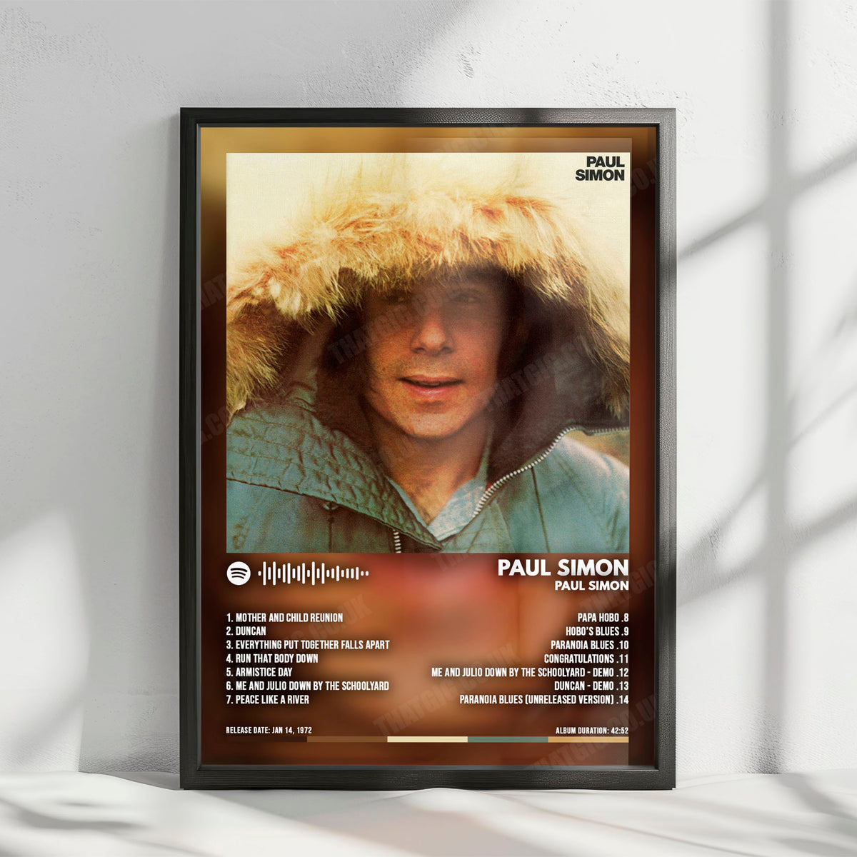 Paul Simon "Paul Simon" Album Cover Poster - with Complete Tracklist