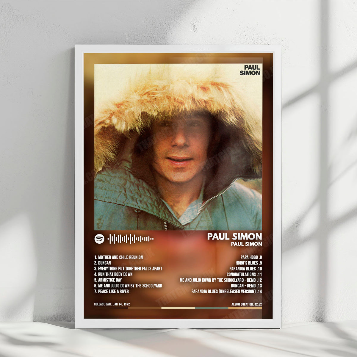 Paul Simon "Paul Simon" Album Cover Poster - with Complete Tracklist