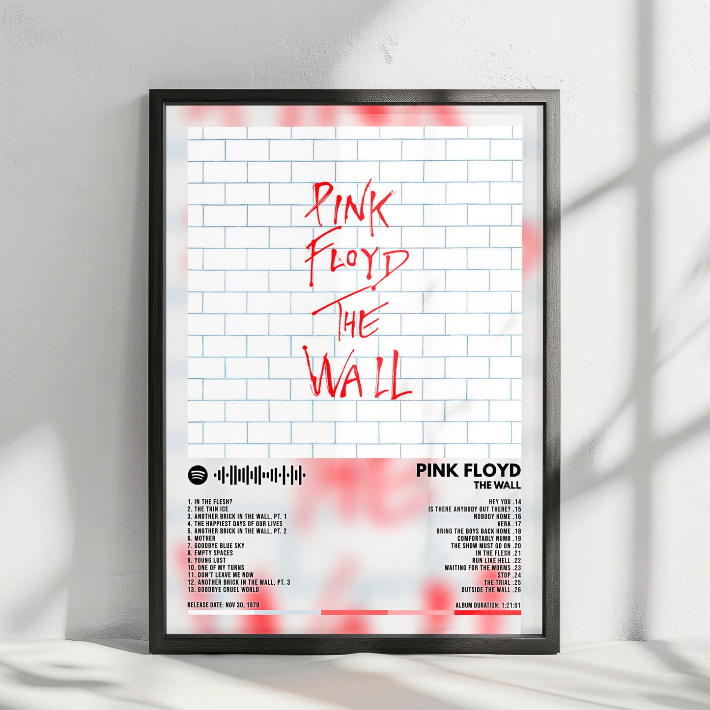 Pink Floyd "The Wall" Album Cover Poster - with Complete Tracklist