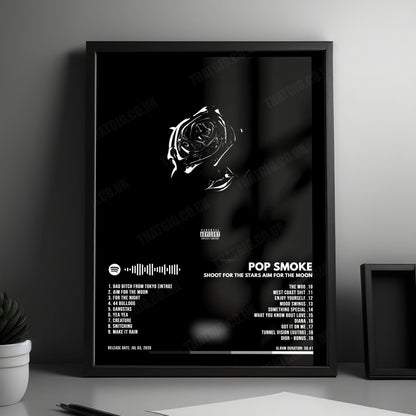 Pop Smoke "Shoot for the Stars, Aim for the Moon" Album Cover Poster - with Complete Tracklist