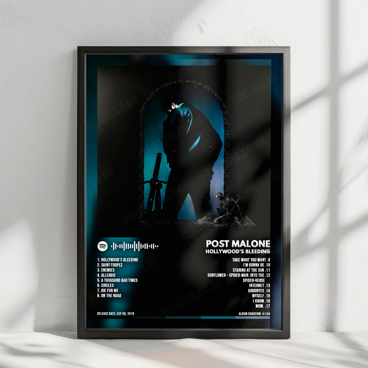 Post Malone "Hollywood's Bleeding" Album Cover Poster - with Complete Tracklist