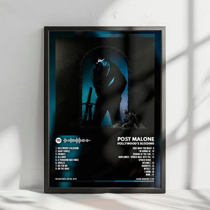 Post Malone "Hollywood's Bleeding" Album Cover Poster - with Complete Tracklist