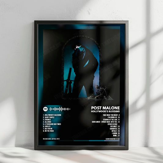 Post Malone "Hollywood's Bleeding" Album Cover Poster - with Complete Tracklist