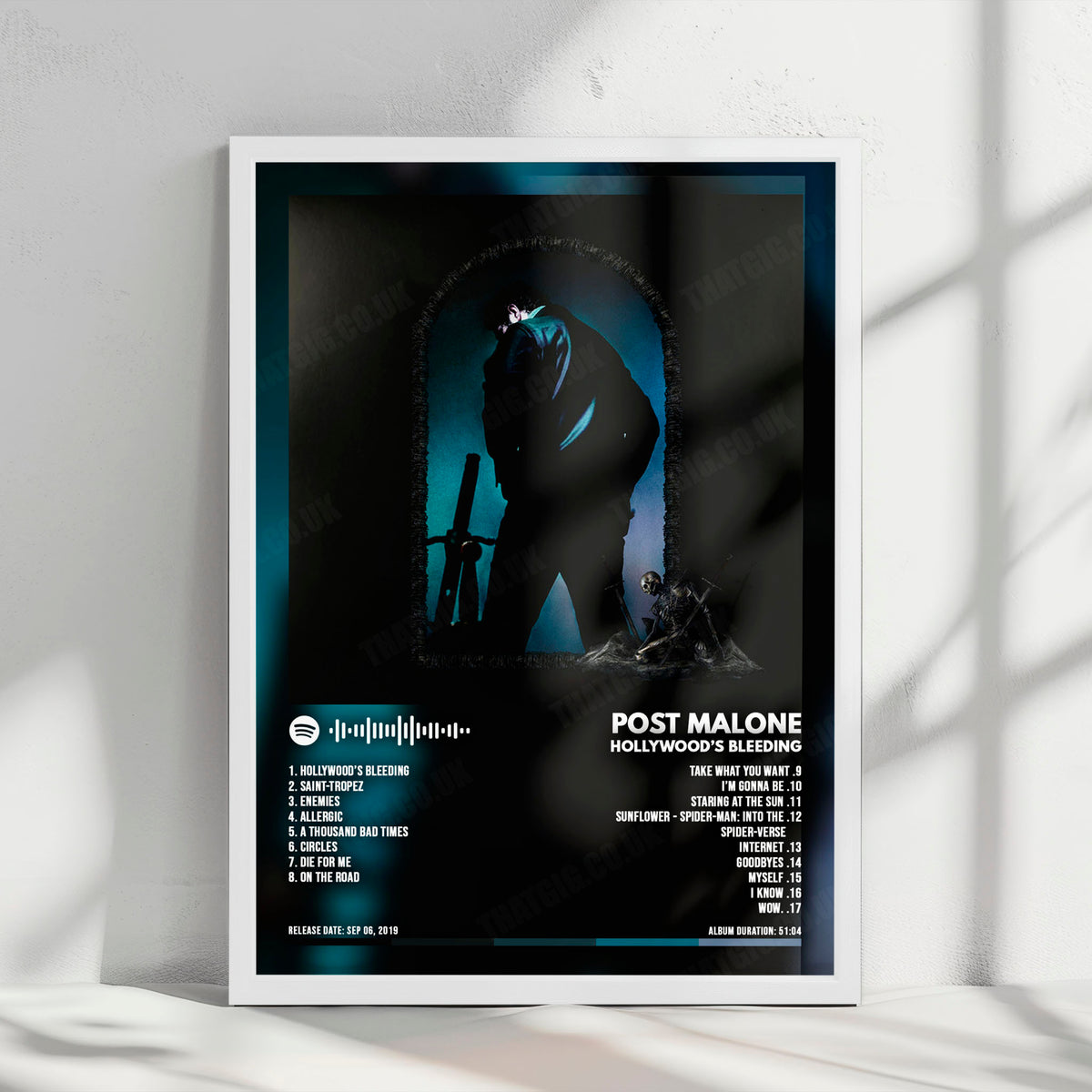 Post Malone "Hollywood's Bleeding" Album Cover Poster - with Complete Tracklist