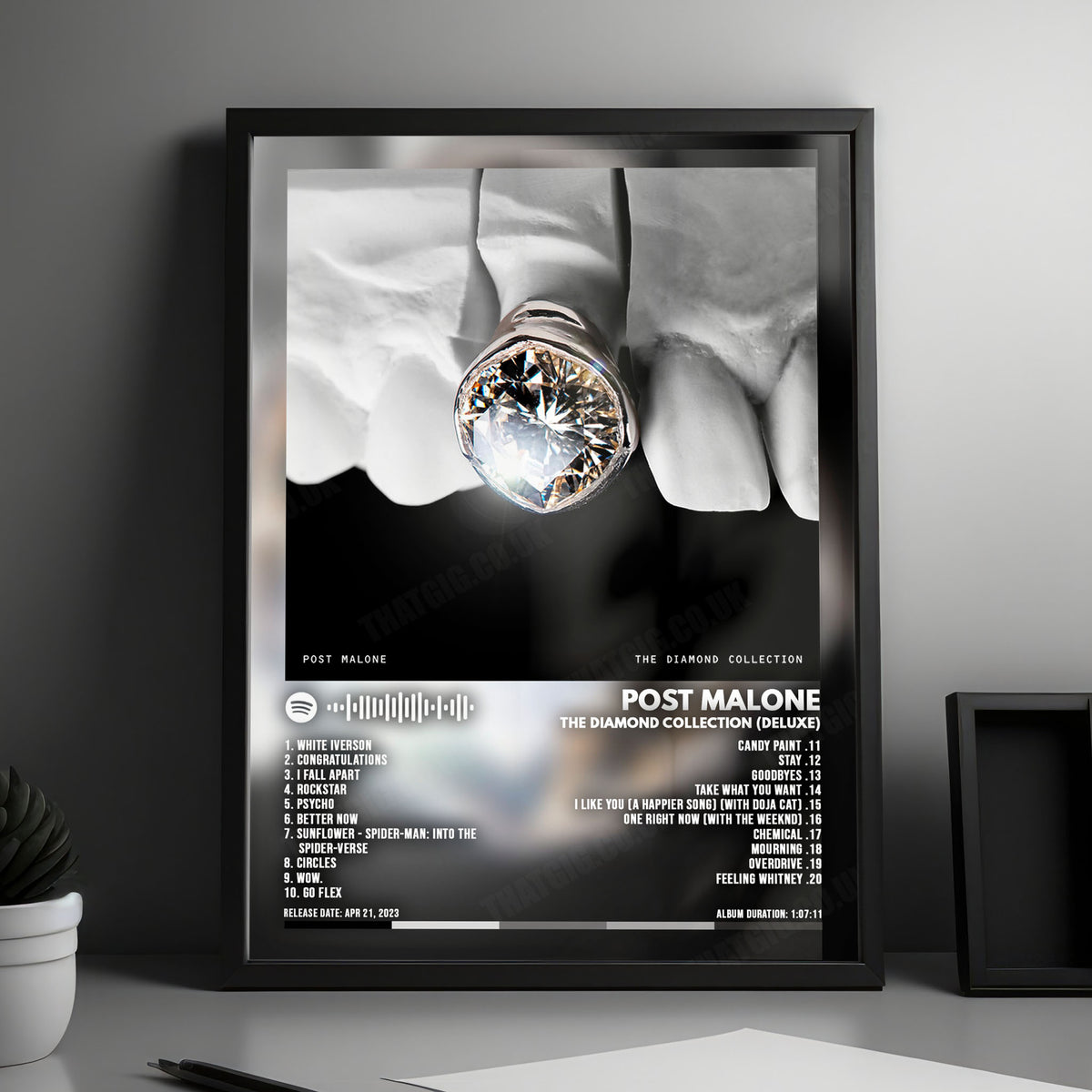 Post Malone "The Diamond Collection (Deluxe)" Album Cover Poster - with Complete Tracklist