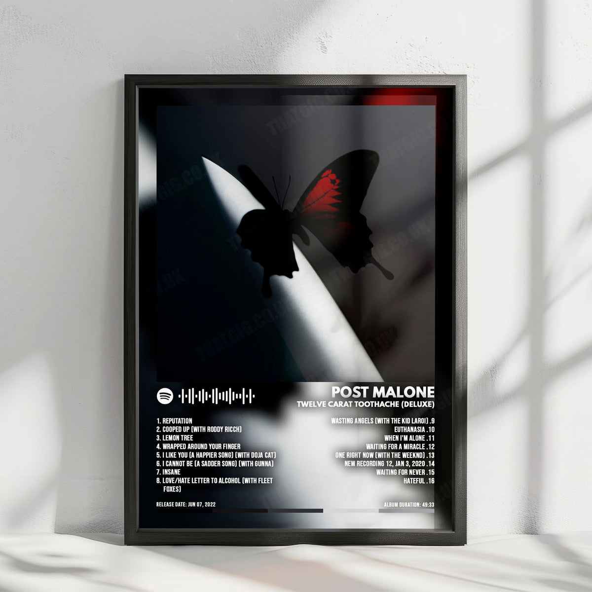Post Malone "Twelve Carat Toothache (Deluxe)" Album Cover Poster - with Complete Tracklist