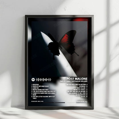 Post Malone "Twelve Carat Toothache (Deluxe)" Album Cover Poster - with Complete Tracklist