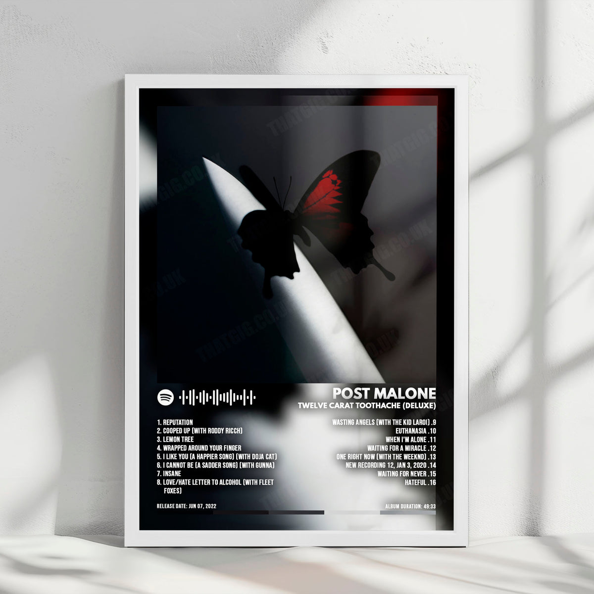 Post Malone "Twelve Carat Toothache (Deluxe)" Album Cover Poster - with Complete Tracklist