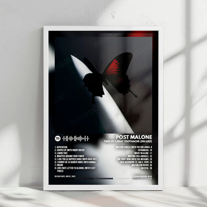 Post Malone "Twelve Carat Toothache (Deluxe)" Album Cover Poster - with Complete Tracklist
