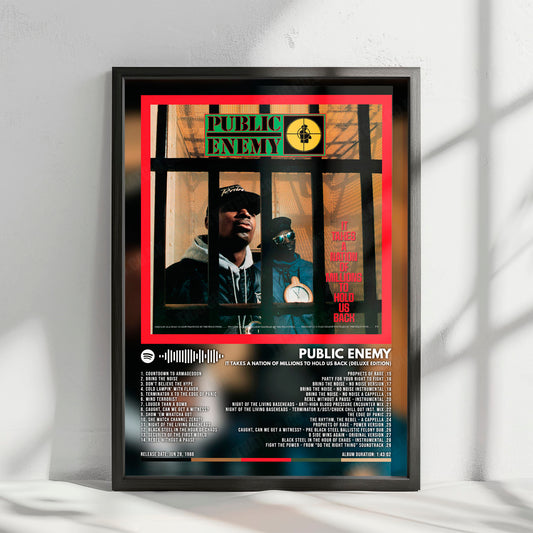 Public Enemy "It Takes a Nation of Millions to Hold Us Back" Album Cover Poster - with Complete Tracklist