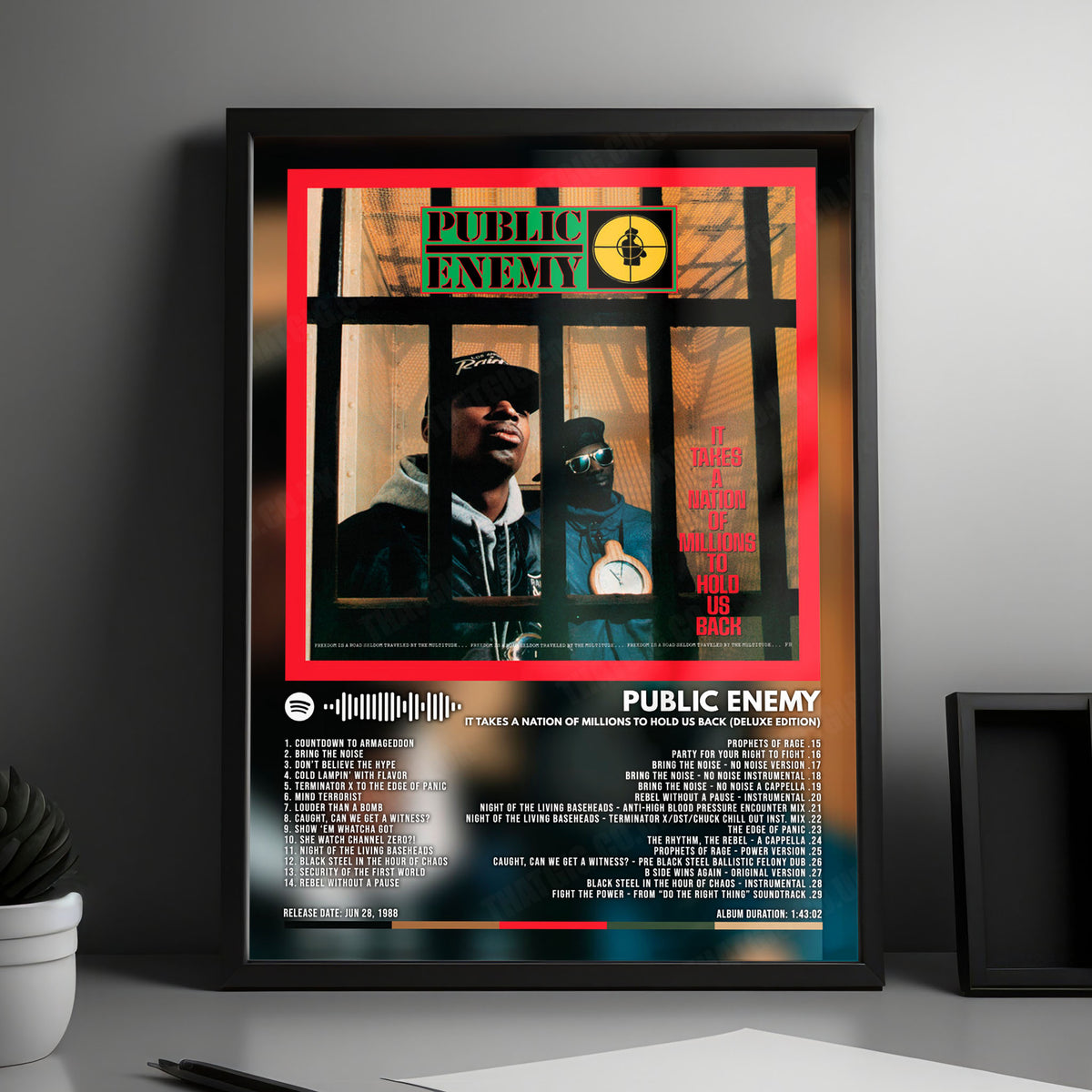 Public Enemy "It Takes a Nation of Millions to Hold Us Back" Album Cover Poster - with Complete Tracklist