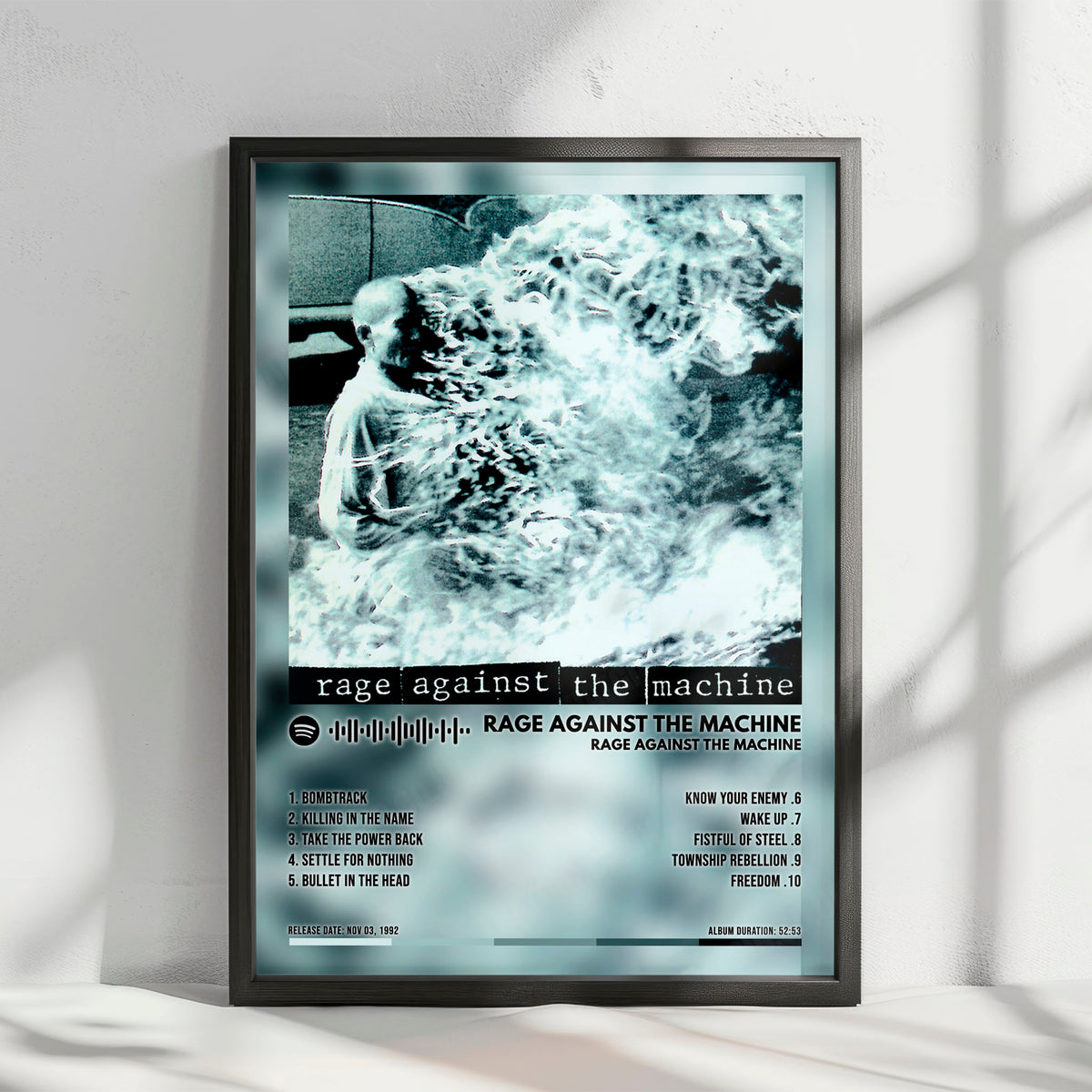 Rage Against the Machine "Rage Against the Machine" Album Cover Poster - with Complete Tracklist