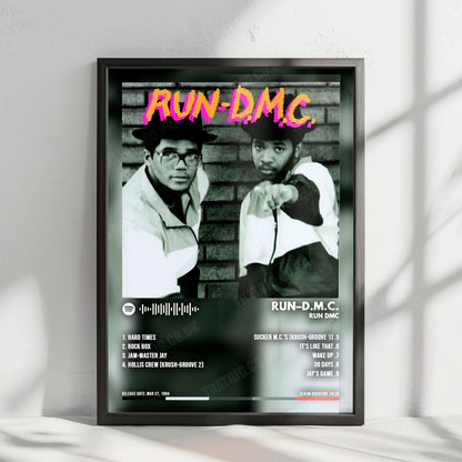 Run DMC "RUN DMC" Album Cover Poster - with Complete Tracklist