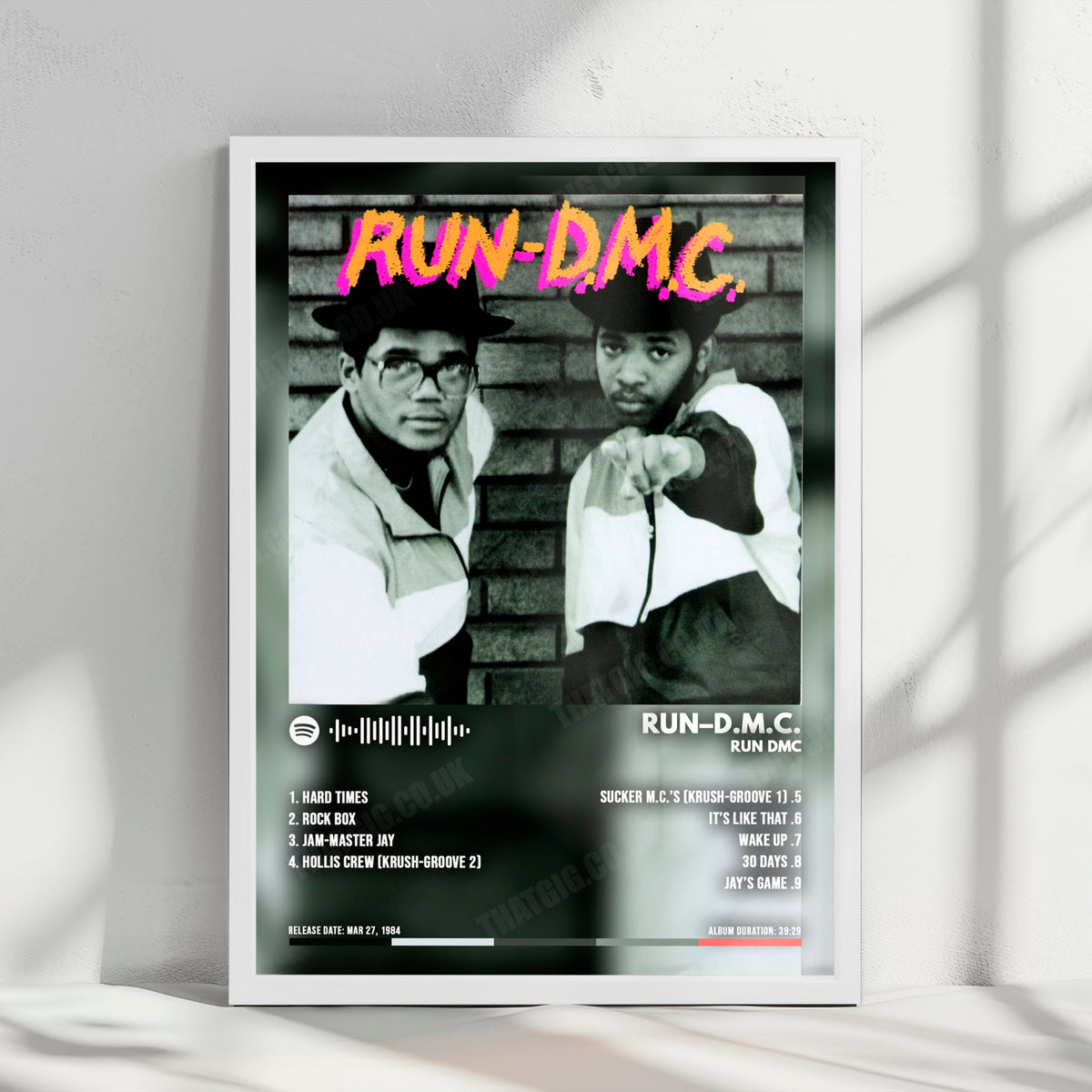 Run DMC "RUN DMC" Album Cover Poster - with Complete Tracklist