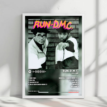 Run DMC "RUN DMC" Album Cover Poster - with Complete Tracklist