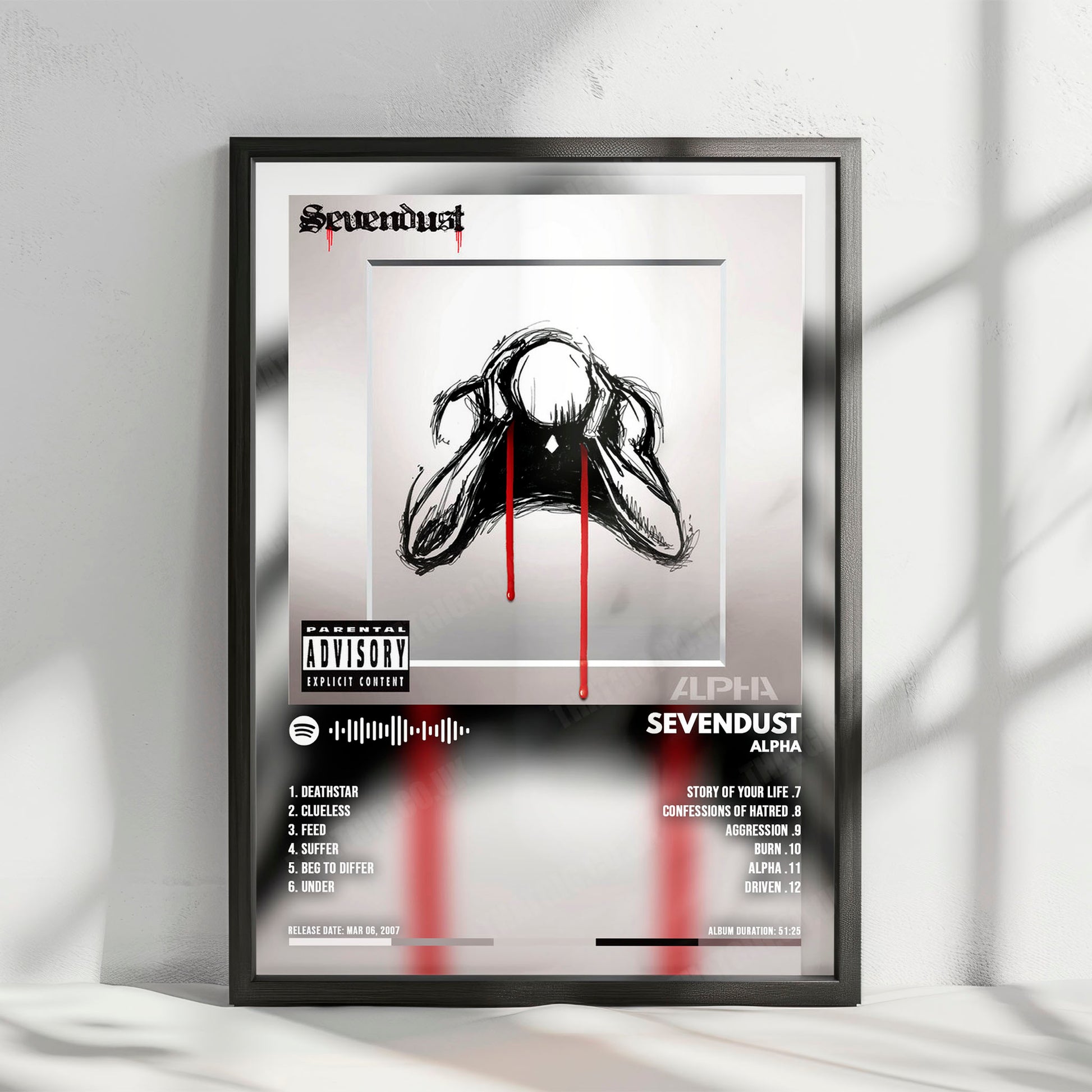 Sevendust "Alpha " Album Cover Poster - with Complete Tracklist