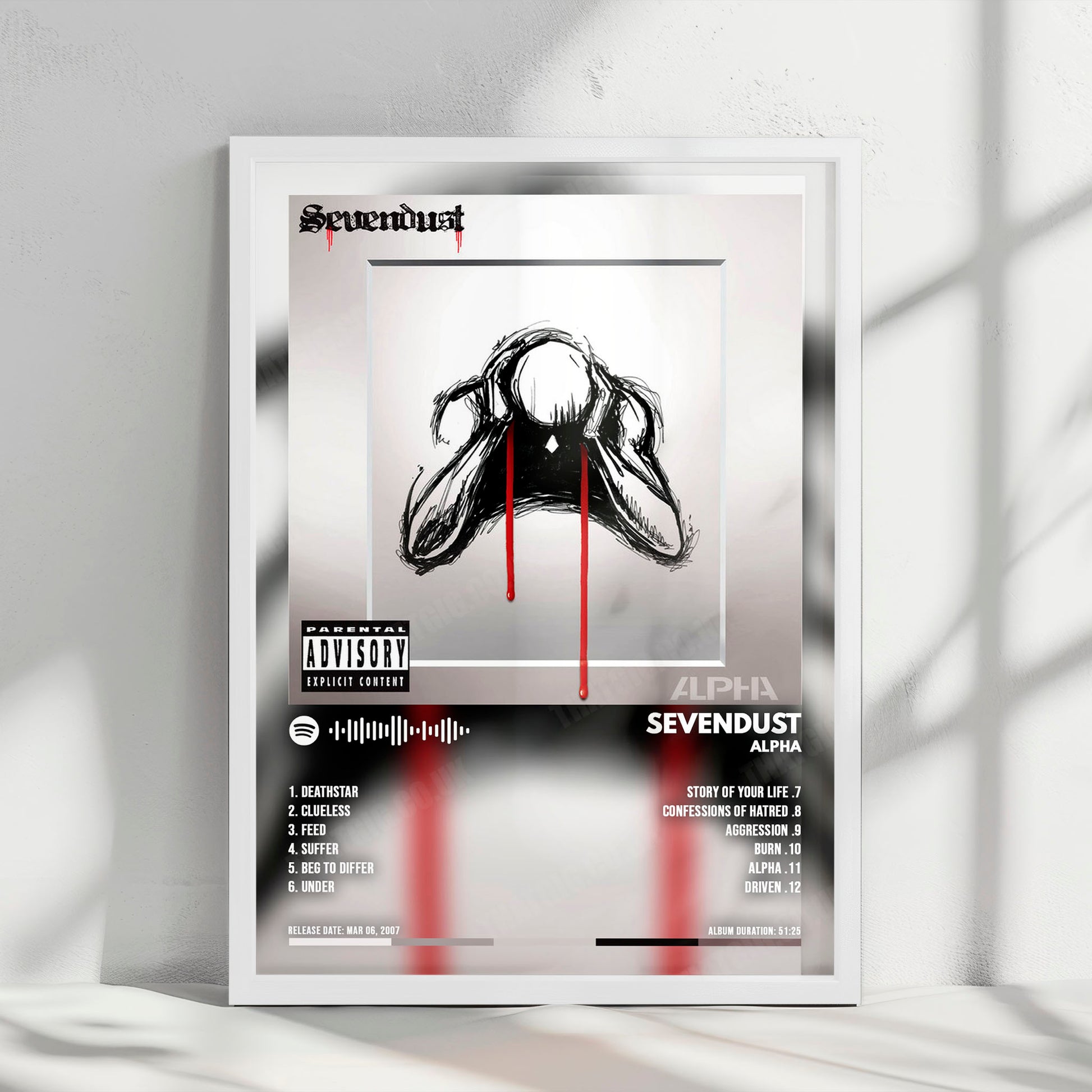Sevendust "Alpha " Album Cover Poster - with Complete Tracklist