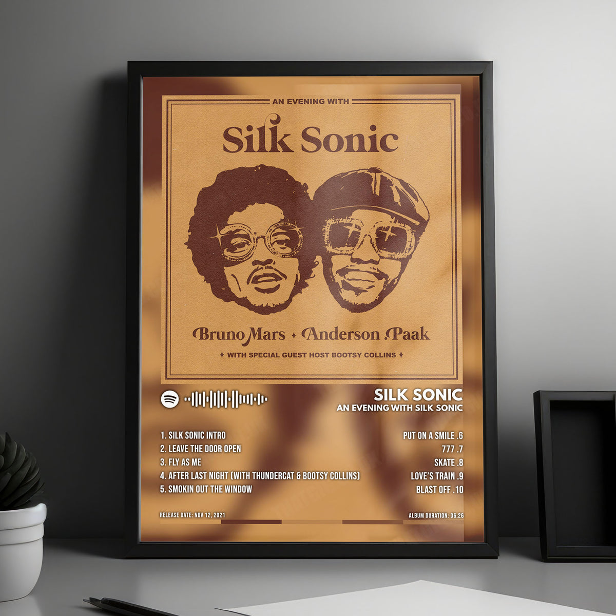 Silk Sonic "An Evening With Silk Sonic" Album Cover Poster - with Complete Tracklist