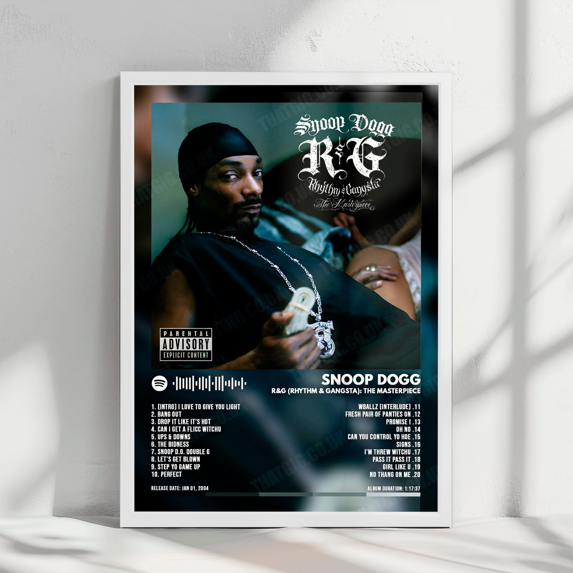 Snoop Dogg "R&G (Rhythm & Gangsta): The Masterpiece" Album Cover Poster - with Complete Tracklist