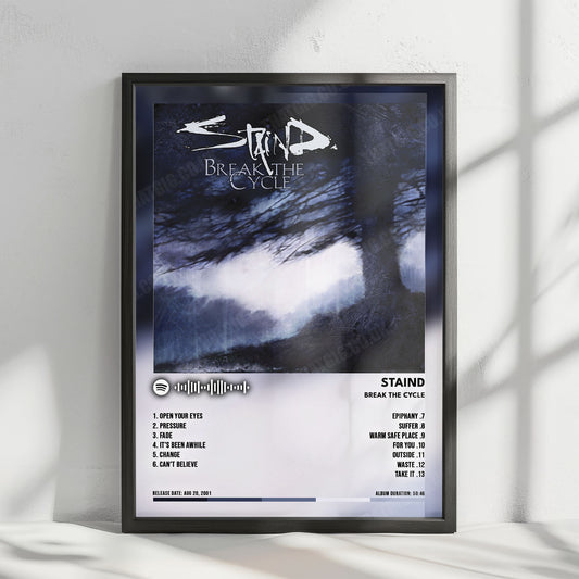 Staind "Break the Cycle" Album Cover Poster - with Complete Tracklist