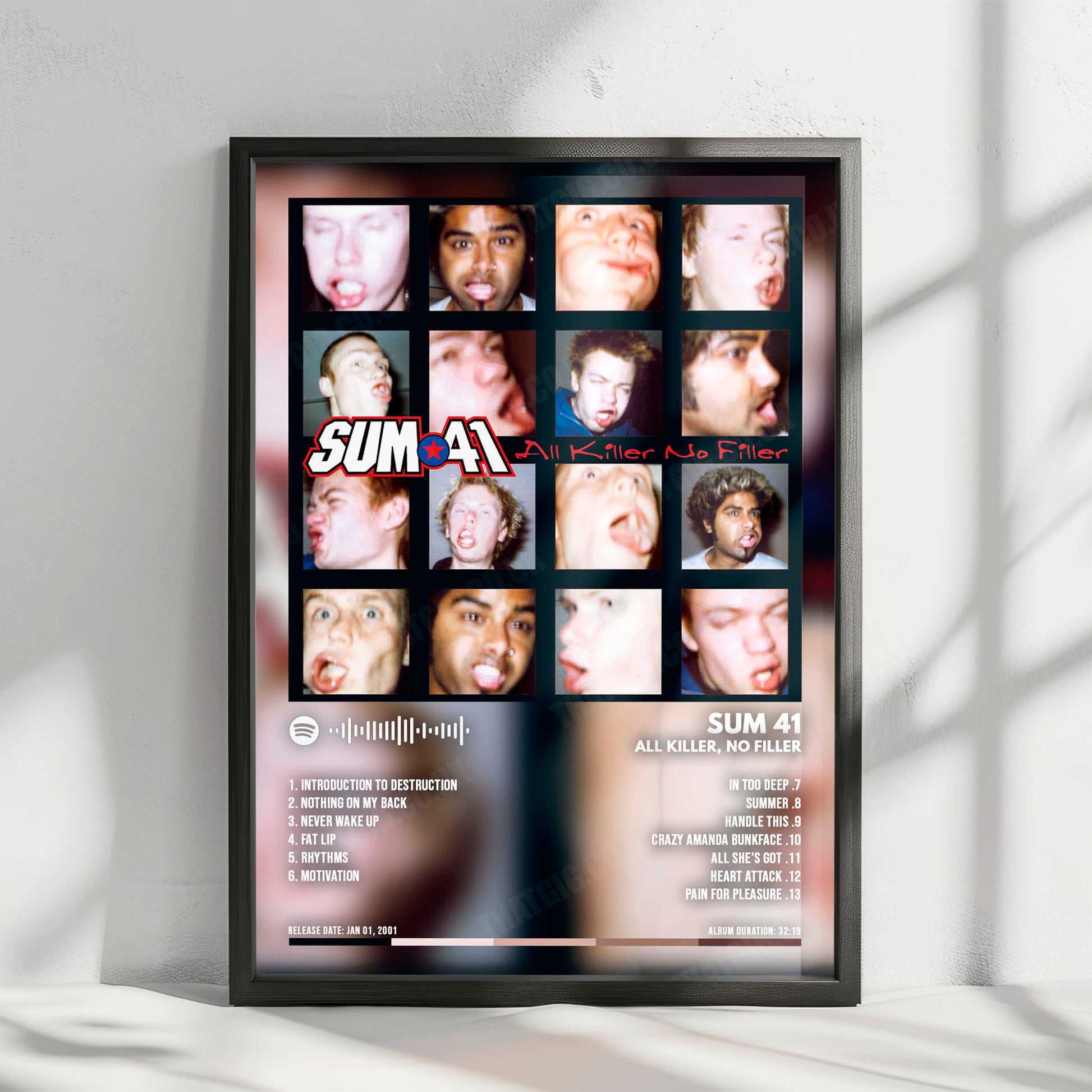 Sum 41 "All Killer No Filler " Album Cover Poster - with Complete Tracklist