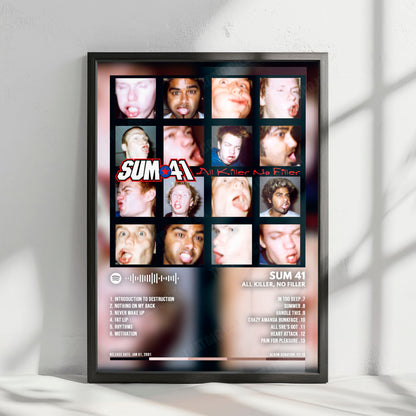 Sum 41 "All Killer No Filler " Album Cover Poster - with Complete Tracklist