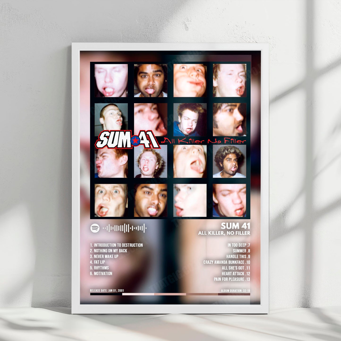 Sum 41 "All Killer No Filler " Album Cover Poster - with Complete Tracklist