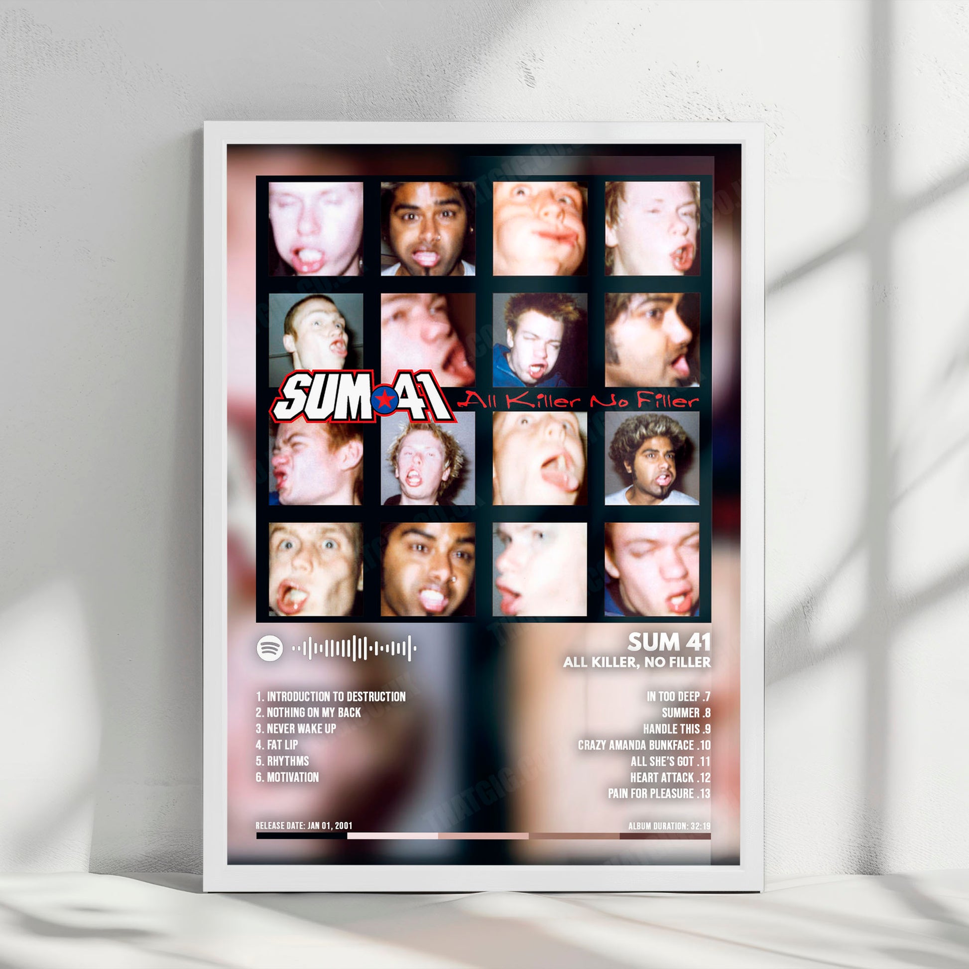 Sum 41 "All Killer No Filler " Album Cover Poster - with Complete Tracklist