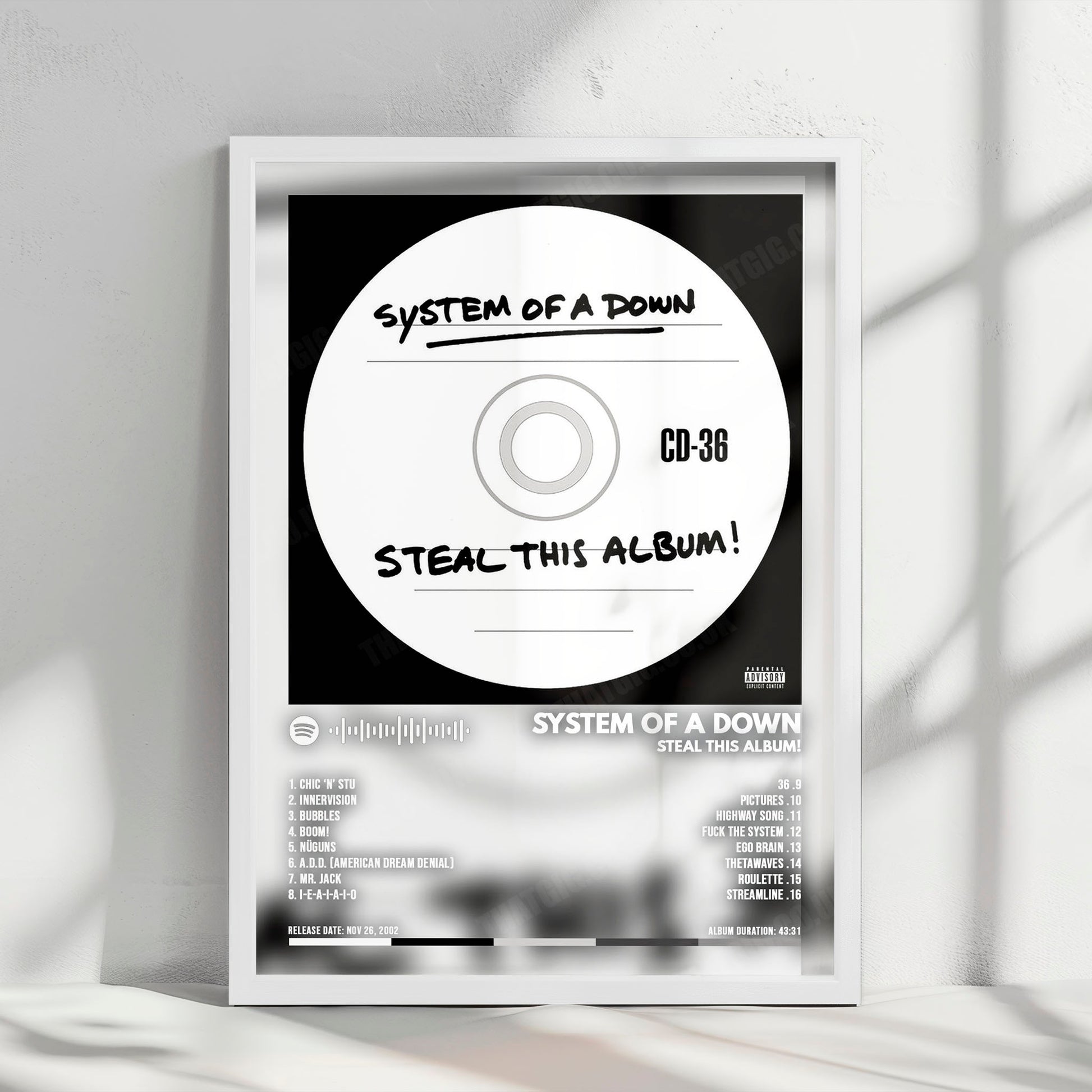 System of a Down "Steal This Album! " Album Cover Poster - with Complete Tracklist