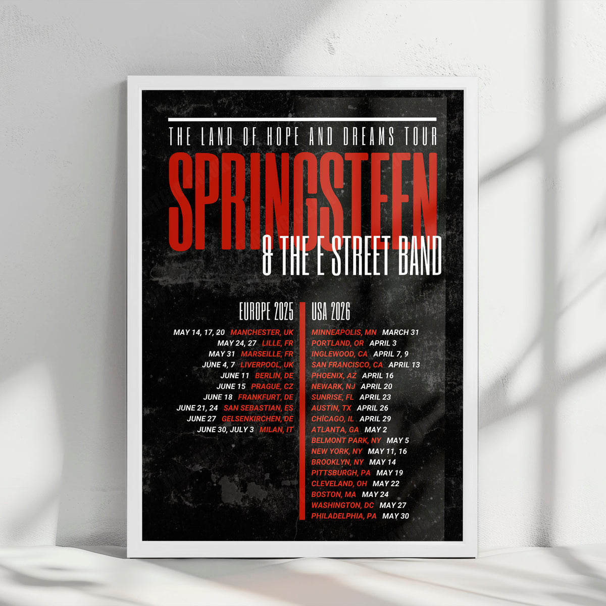 Bruce Springsteen & The E Street Band The Land of Hope and Dreams Tour Poster - 2025-2026