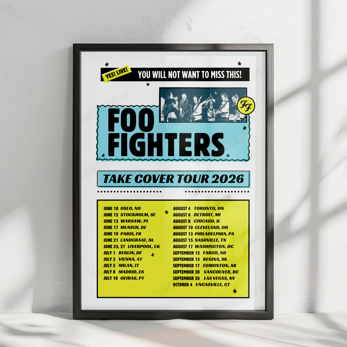 Foo Fighters Take Cover Tour Poster - 2026