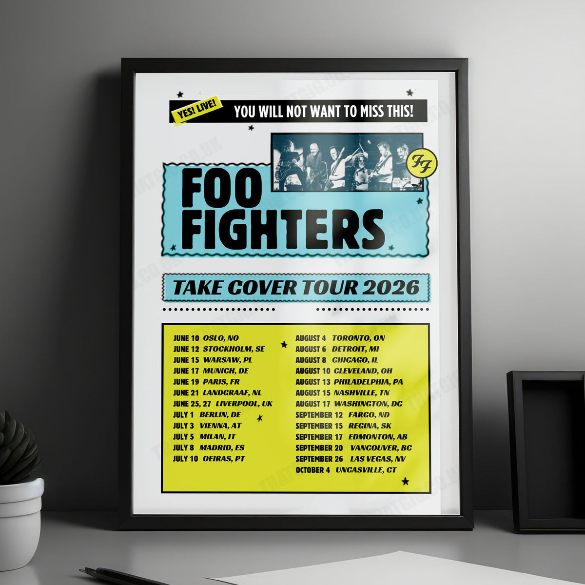 Foo Fighters Take Cover Tour Poster - 2026